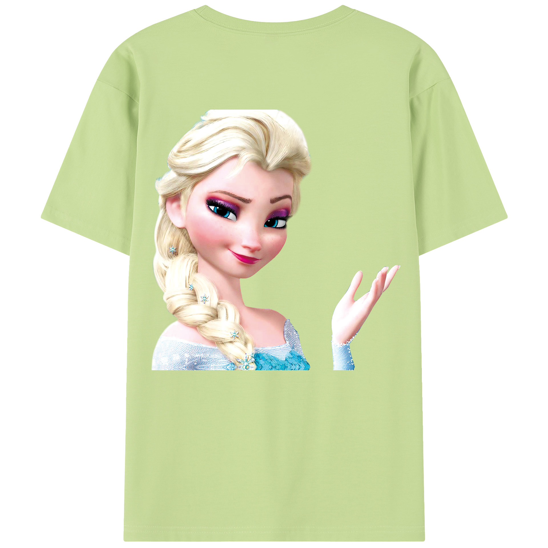 （画像用） アナと雪の女王 アンナ エルサ Frozen Anna Elsa 綿100％半袖Tシャツ（背面プリント）